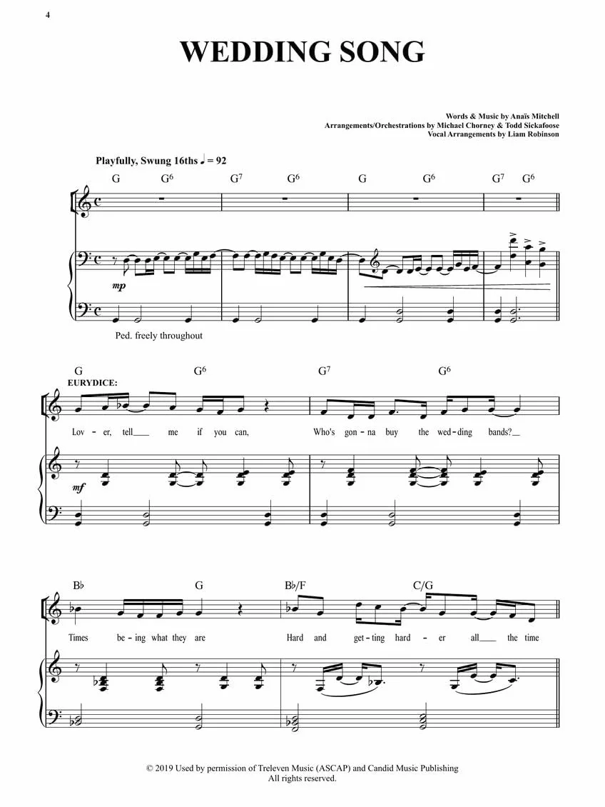 Hadestown. PVG.: Music, Lyrics & Book
