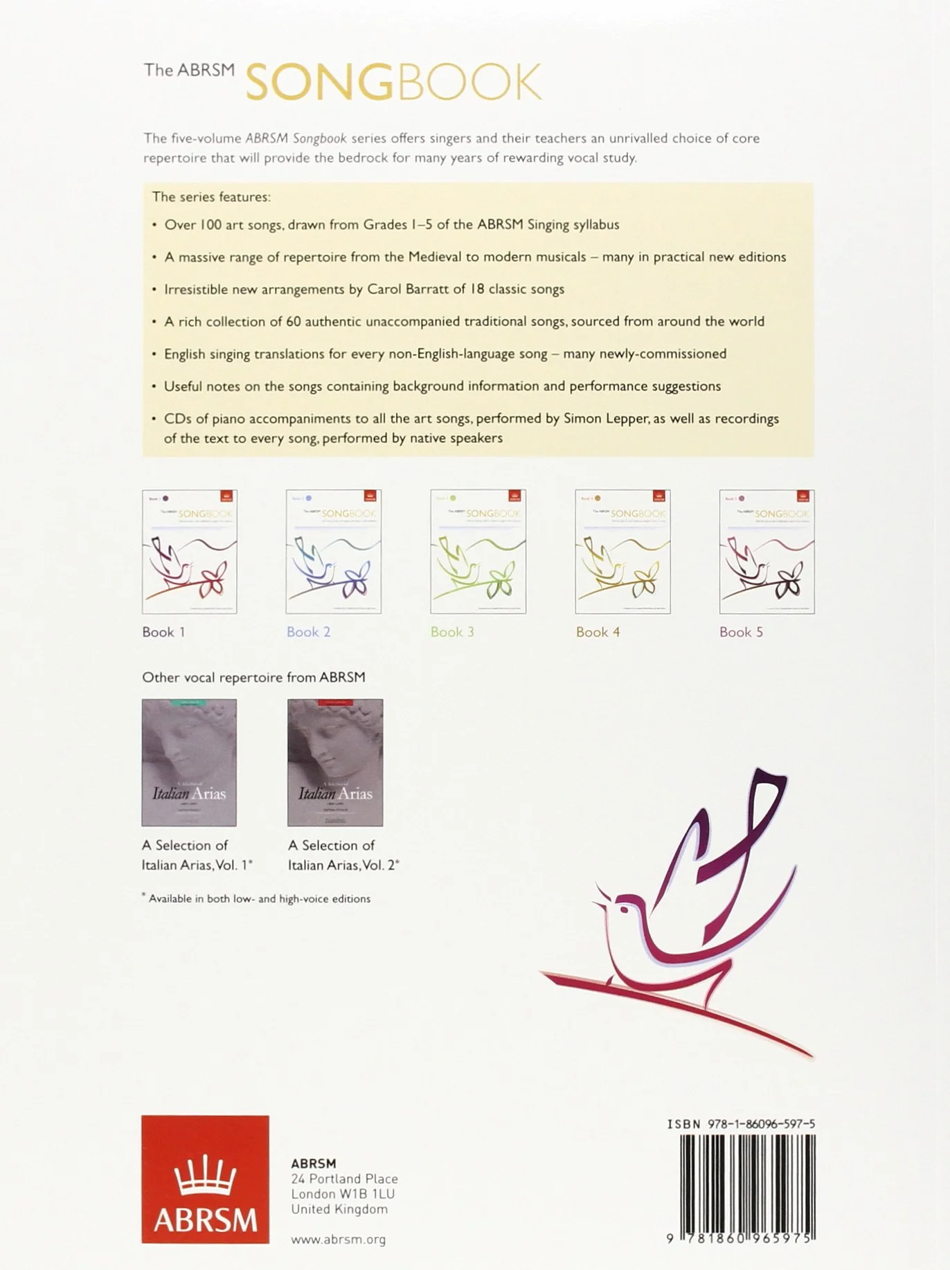 The ABRSM Songbook, Book 1 : Selected pieces and traditional songs in five volumes