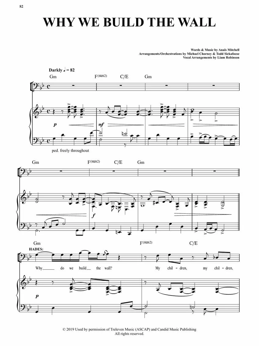 Hadestown. PVG.: Music, Lyrics & Book