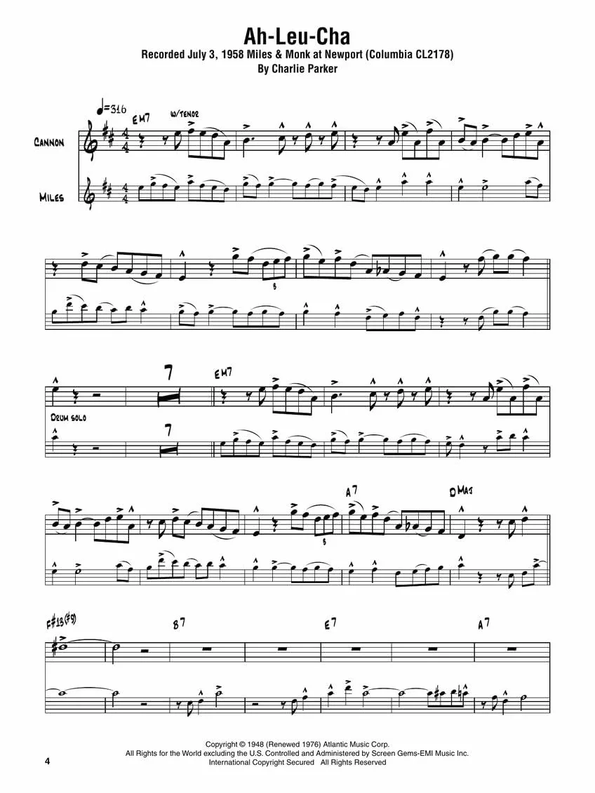 Cannonball Adderley Omnibook: For E-flat Instruments