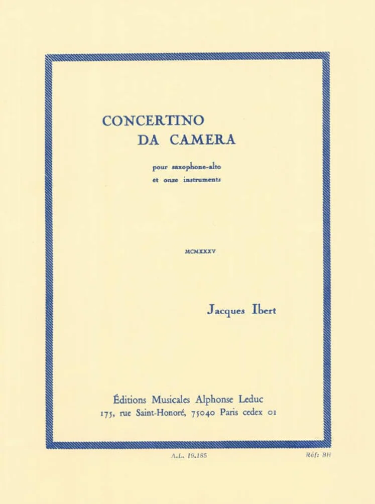 Jacques Ibert: Concertino Da Camera - Mcmxxxv (Alto Saxophone/11 Instruments)