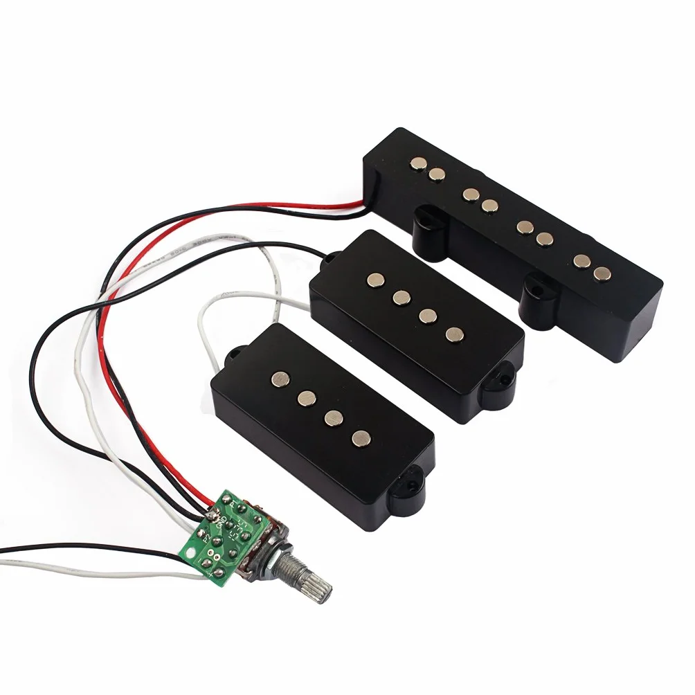 Alnicov Pickup per basso,circuito di preamplificazione EQ a 3 bande Cablaggio per basso elettrico per pickup bassi attivi