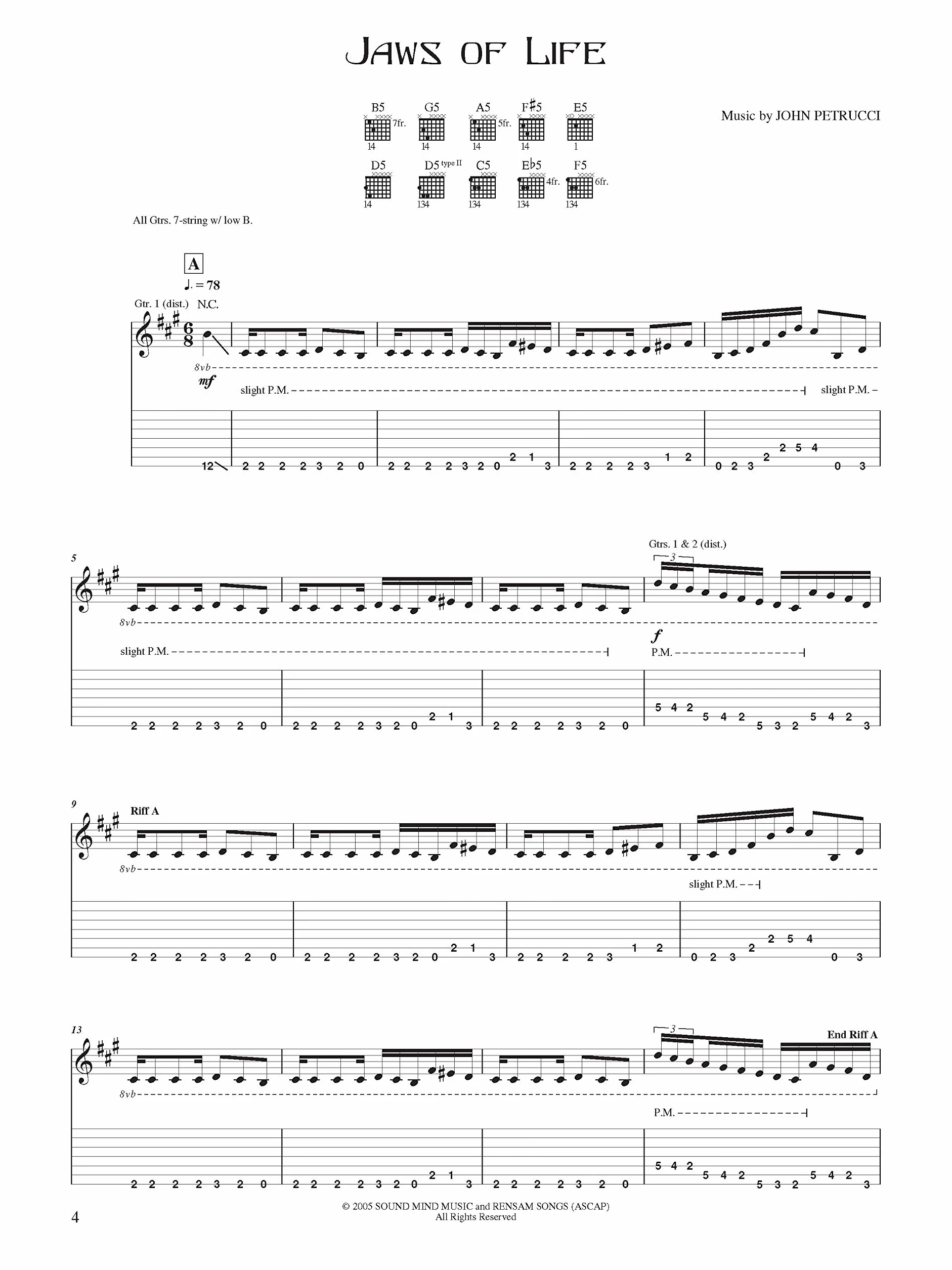 Suspended Animation: Authentic Guitar Tab