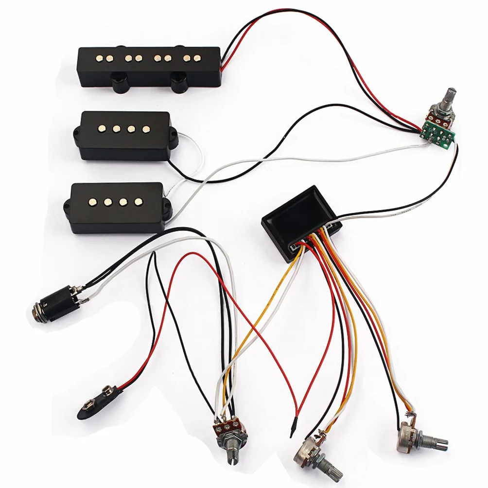Alnicov Pickup per basso,circuito di preamplificazione EQ a 3 bande Cablaggio per basso elettrico per pickup bassi attivi