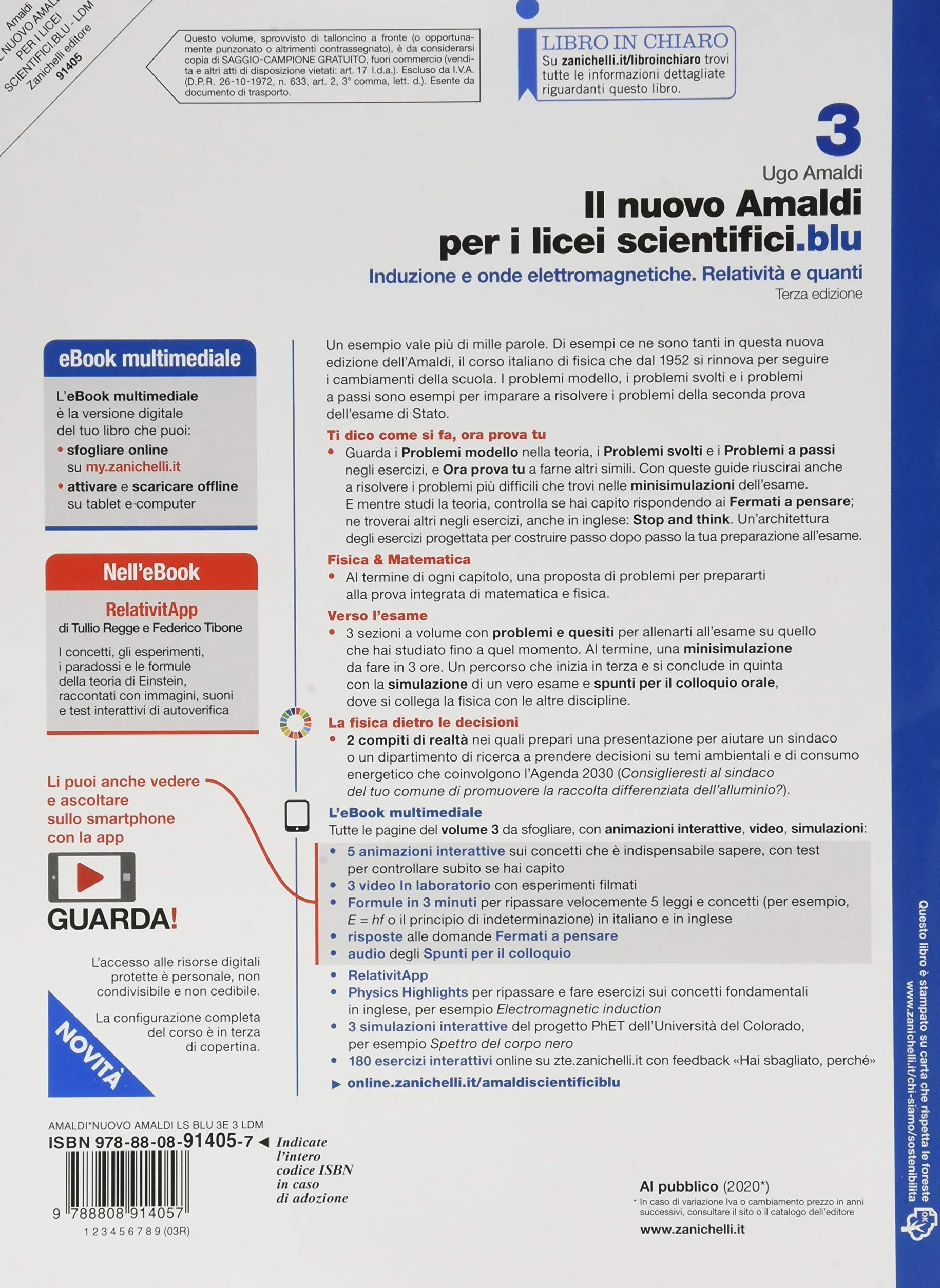 Il nuovo Amaldi per i licei scientifici.blu. Per il Liceo scientifico. Con Contenuto digitale (fornito elettronicamente). Induzione e onde elettromagnetiche, relatività e quanti (Vol. 3)