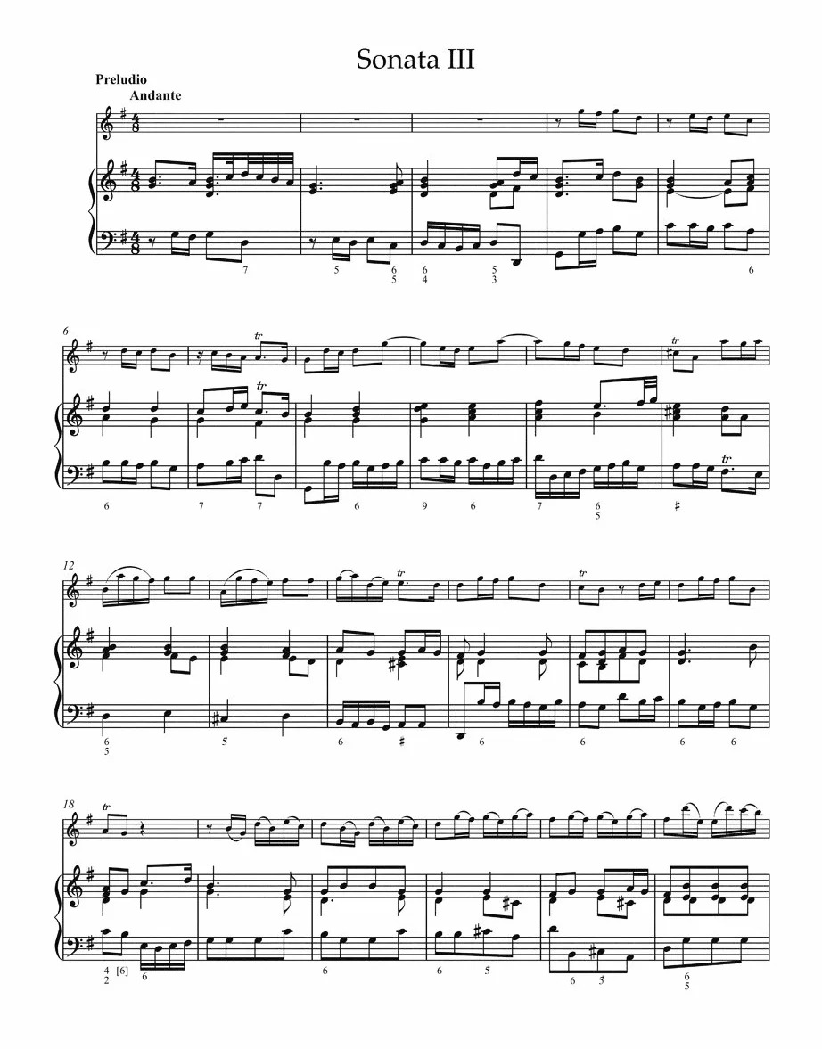 Il Pastor Fido -Sechs Sonaten für Musette, Drehleier, Flöte, Oboe oder Violine und Basso continuo- (zugeschrieben Antonio Vivaldi). Spielpartitur mit Stimmensatz, BÄRENREITER URTEXT
