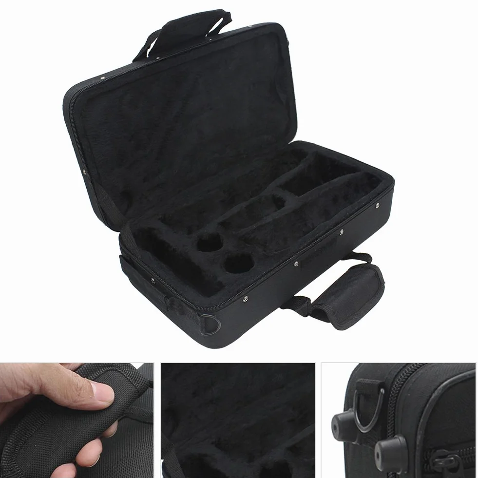 Custodie per Clarinetto per Clarinetto Piatto B Custodia Nera in Tessuto Oxford Lade Borsa Nera Imbottita in Tessuto Oxford Ispessito con Cinturino per Clarinetto