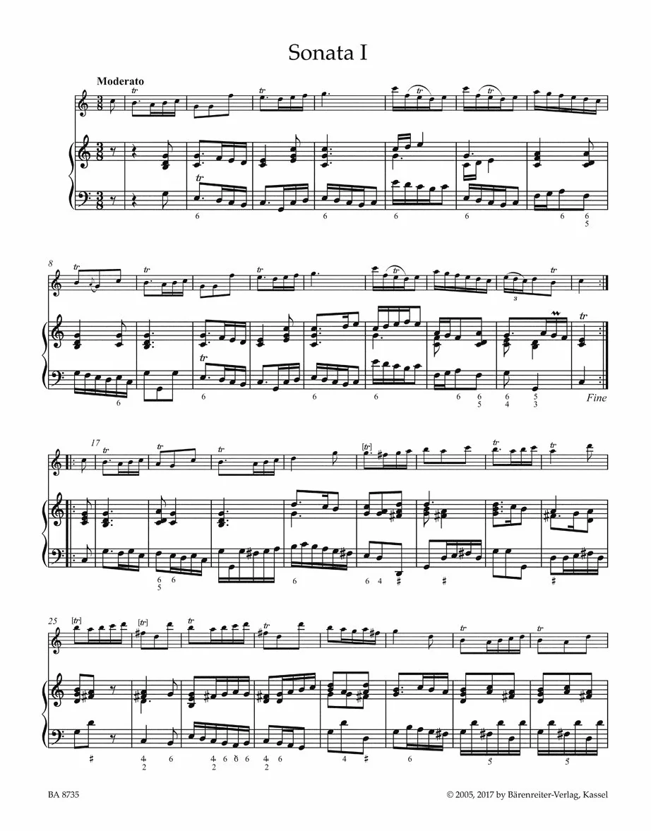 Il Pastor Fido -Sechs Sonaten für Musette, Drehleier, Flöte, Oboe oder Violine und Basso continuo- (zugeschrieben Antonio Vivaldi). Spielpartitur mit Stimmensatz, BÄRENREITER URTEXT