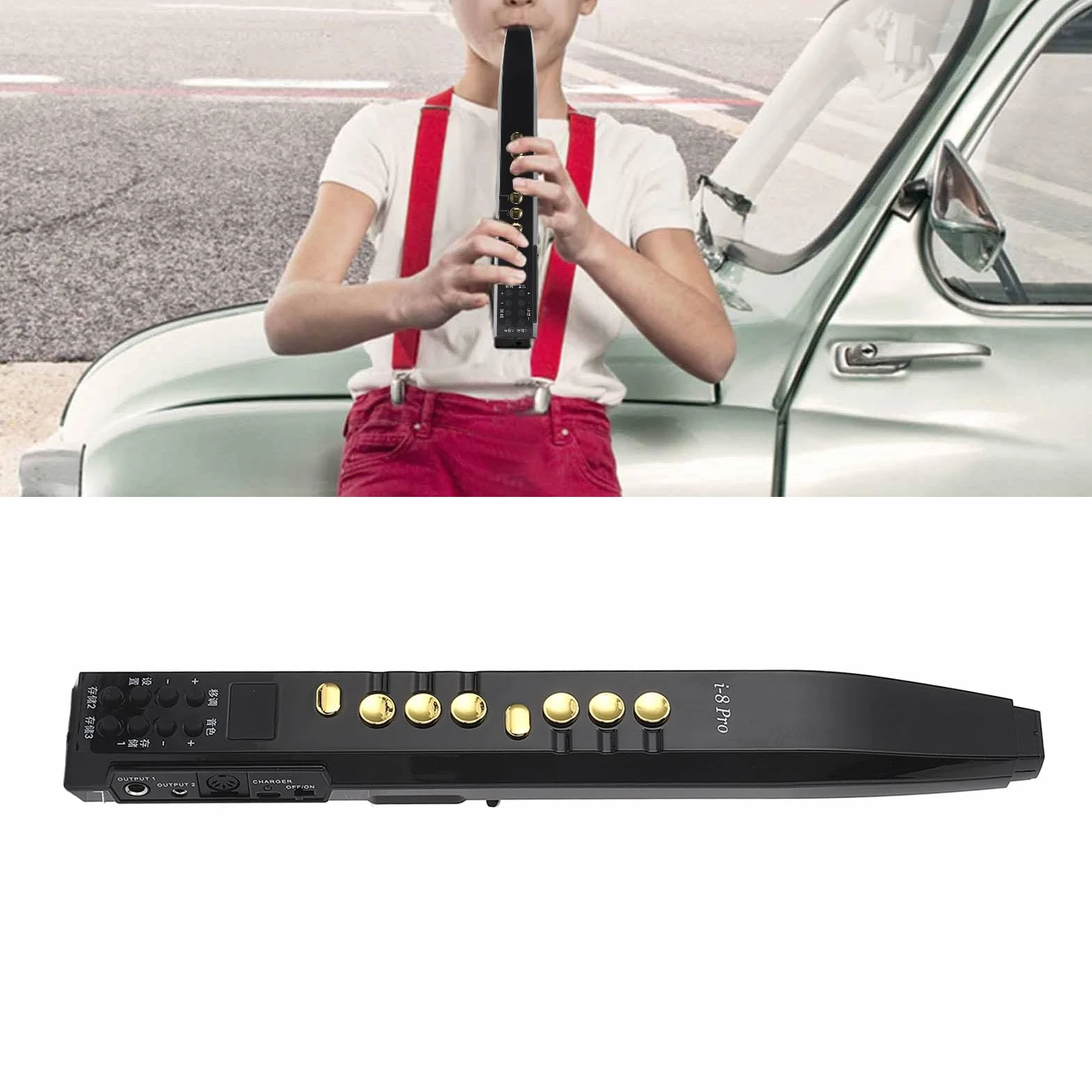 Strumento a Fiato Digitale I8, Set Mini Strumento a Fiato Elettronico, 89 Toni, 12 Tasti, Sassofono Elettronico, Cerbottana Elettrica Portatile