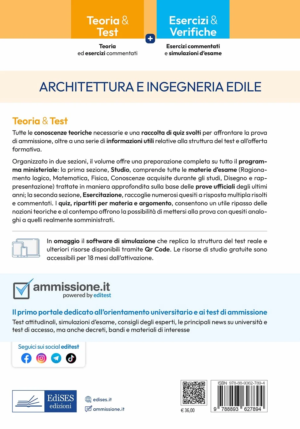 EdiTEST. Architettura e ingegneria edile. Teoria ed esercizi commentati per la preparazione ai test di ammissione. Con software di simulazione