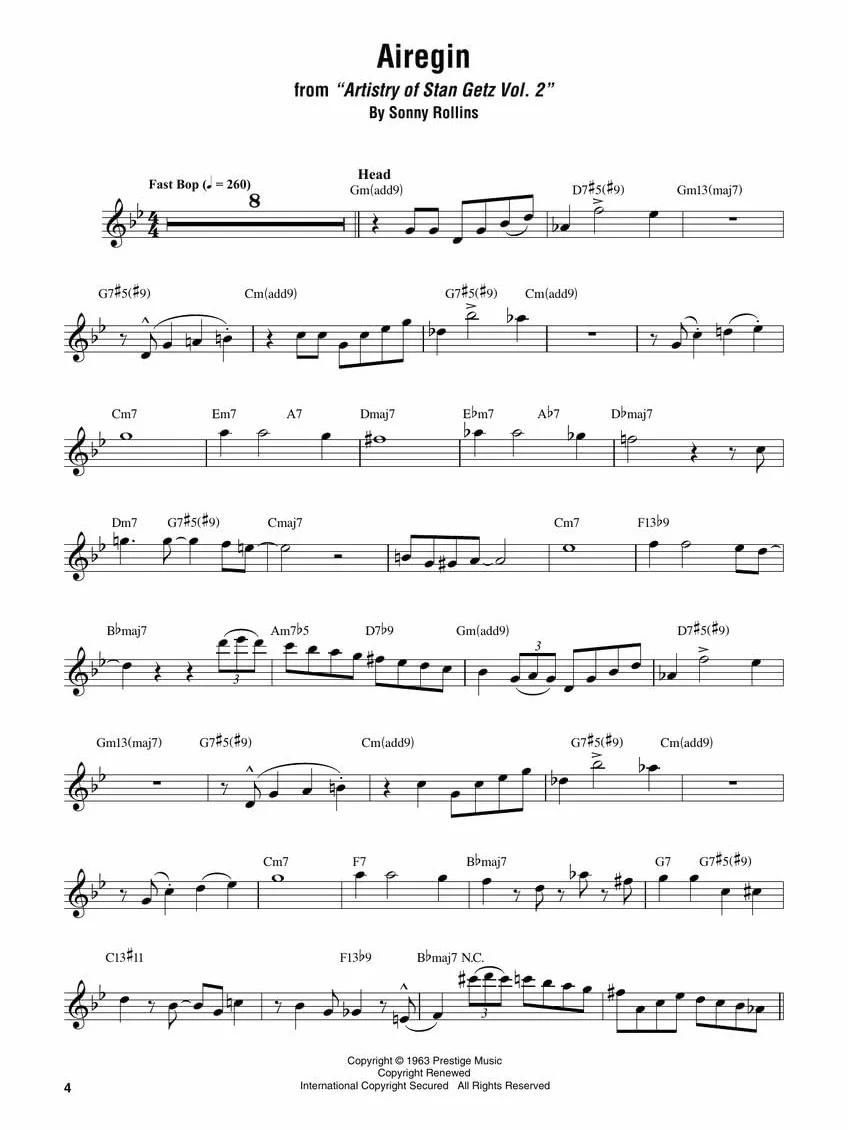 Stan Getz Omnibook: for B-Flat Instruments: Transcribed Exactly from His Recorded Solos