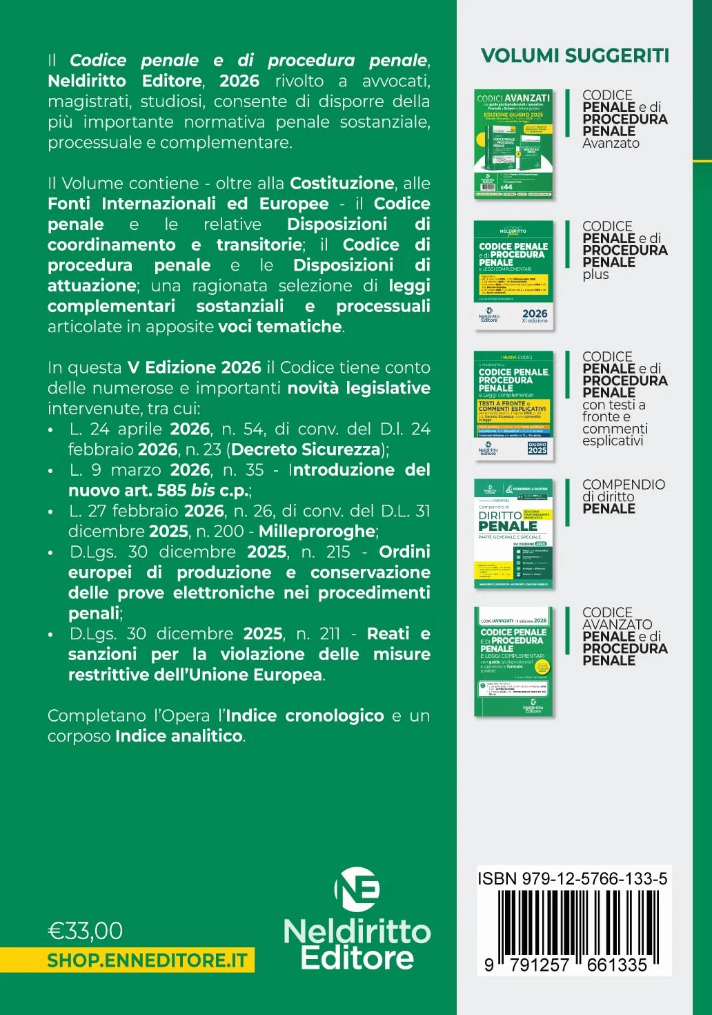 Codice penale e di procedura penale normativo in udienza 2026. Aggiornato al DL Sicurezza (L. 24 aprile 2026, n. 54)